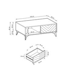 Homlando Konferenční stolek DIAMOND SANDS 104 cm černý / dub EVOKE