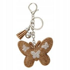 INNA Klíčenka s motýlem a krystaly pro tašku na klíče zlatohnědá barva