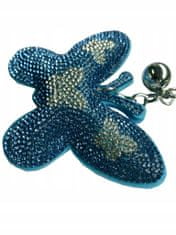 INNA Klíčenka s motýlem a krystaly pro tašku na klíče modrá barva