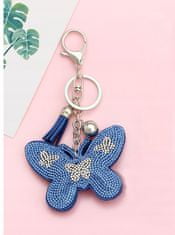 INNA Klíčenka s motýlem a krystaly pro tašku na klíče modrá barva