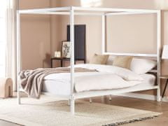 Beliani Kovová postel s baldachýnem 160 x 200 cm bílá LESTARDS