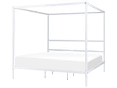 Beliani Kovová postel s baldachýnem 180 x 200 cm bílá LESTARDS