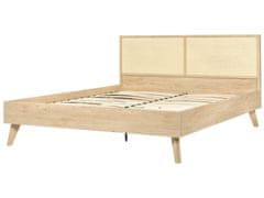 Beliani Ratanová postel 160 x 200 cm světlé dřevo MONPAZIER