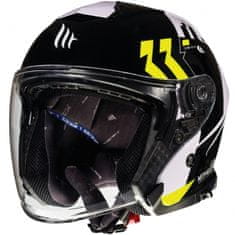 MT HELMETS Otevřená přilba na motorku Thunder 3 SV Venus černo-bílo-fluo žlutá Velikost: M