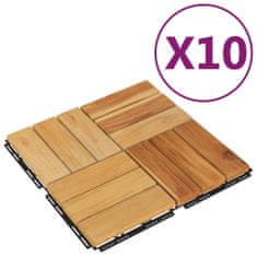 Vidaxl Terasové dlaždice 10 ks 30x30 cm masivní teakové dřevo