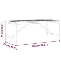 Vidaxl Zahradní jídelní stůl 200 x 90 x 74 cm masivní akáciové dřevo