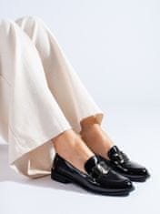 Amiatex Trendy dámské černé mokasíny bez podpatku + Ponožky Gatta Calzino Strech, černé, 39