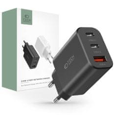 Tech-protect 3-port síťová nabíječka USB / 2x USB-C 30W PD QC, černá