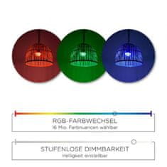 PAUL NEUHAUS LEUCHTEN DIREKT is JUST LIGHT LED závěsné svítidlo, dřevo, na baterie, IP44, stmívatelné, dálkový ovladač, teplá bílá RGB plus 3000K