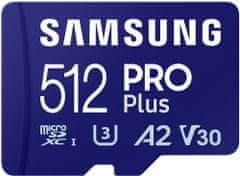 Samsung PRO Plus MicroSDXC 512GB + SD Adaptér / CL10 UHS-I U3 / A2 / V30