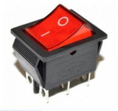 HADEX Přepínač kolébkový KCD4, ON-ON 2pol.250V/15A červený,prosvětlený