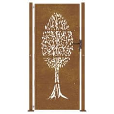 Greatstore Zahradní branka 105 x 205 cm cortenová ocel design stromu