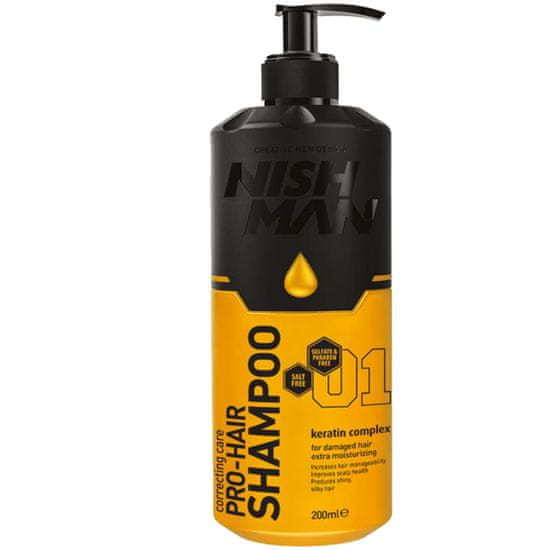 NISHMAN Correcting Care Hair-Pro - Šampon na vlasy s Keratinem, posiluje a hydratuje vlasy díky obsahu keratinu, 1250ml