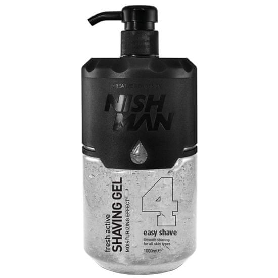 NISHMAN Shaving Gel 3 Fresh Active Easy Shave - Zažijte svěžest a snadné oholení, Pohodlí při holení, 1000ml