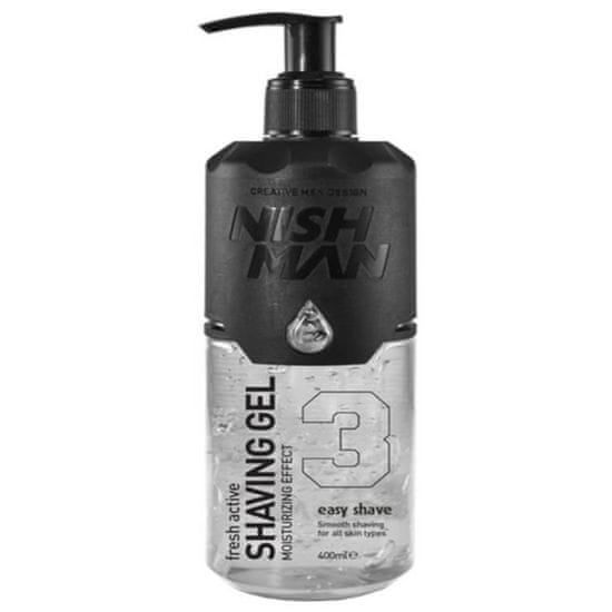 NISHMAN Shaving Gel 3 Fresh Active Easy Shave - Zažijte svěžest a snadné oholení, Změkčování vlasů, 400ml