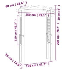 Vidaxl Trelážový oblouk 150 x 60 x 210 cm dřevo