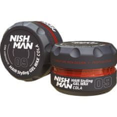NISHMAN 09 Hair Styling Wax - Výjimečná pomáda na vlasy s vůní Coli, nezatěžuje vlasy a umožňuje lehký a ležérní styling, 150ml