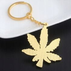 INNA Přívěsek na klíče s listy bylin konopný list barva zlatá
