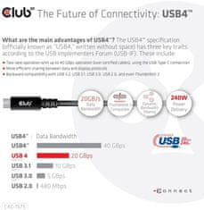 Club 3D kabel USB-C, Data 20Gbps, PD 240W(48V/5A) EPR, M/M, 2m