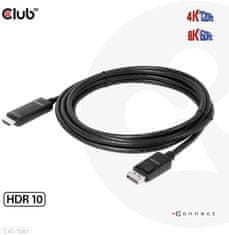 Club 3D kabel DP 1.4 na HDMI, 4K120Hz nebo 8K60Hz HDR10, M/M, 3m