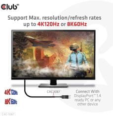 Club 3D kabel DP 1.4 na HDMI, 4K120Hz nebo 8K60Hz HDR10, M/M, 3m