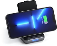 Satechi nabíjecí stojánek Duo Wireless Charger Power Bank, 10000mAh, šedá