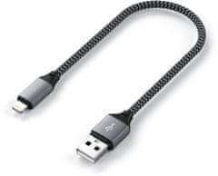 Satechi kabel USB-A - lightning, opletený, 25cm, šedá