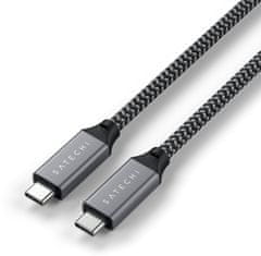 Satechi kabel USB-C - USB-C, USB4 40Gbps, opletený, 80cm, šedá