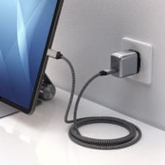 Satechi kabel USB-C - USB-C, USB4 40Gbps, opletený, 80cm, šedá