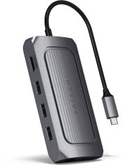 Satechi Aluminium USB4 Multiport Adapter, HDMI 8K@30Hz, USB-C PD 100W, Ethernet, 2xUSB-A 3.2, šedá