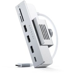 Satechi USB-C Clamp Hub iMac 24" (2021), USB-C 5 Gbps, 3x USB-A 3.0 5 Gbps, stříbrná