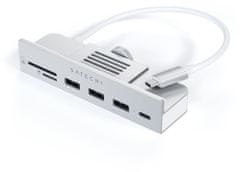 Satechi USB-C Clamp Hub iMac 24" (2021), USB-C 5 Gbps, 3x USB-A 3.0 5 Gbps, stříbrná
