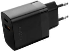 FIXED síťová nabíječka, USB-A, USB-C, PD & QC, 20W, černá