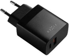 FIXED síťová nabíječka, USB-A, USB-C, PD & QC, 20W, černá