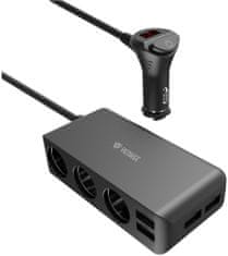 Yenkee nabíjecí adaptér do auta YAC 450, 4x USB-A, 3x 12V, černá