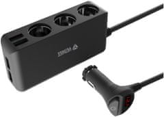 Yenkee nabíjecí adaptér do auta YAC 450, 4x USB-A, 3x 12V, černá