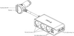 Yenkee nabíjecí adaptér do auta YAC 450, 4x USB-A, 3x 12V, černá