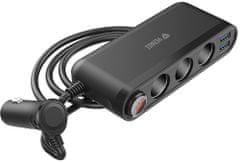 Yenkee nabíjecí adaptér do auta YAC 470, 3x USB-A, USB-C, 3x 12V, černá