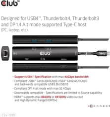 Club 3D hub USB-C, 6-in-1 Hub s HDMI 8K60Hz/4K120Hz, 2xUSB-A, RJ45 a 2xUSB-C, 1xData, 1xPD 3.0