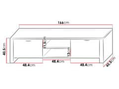 Veneti Televizní stolek s LED osvětlením FERNS 9 - bílý / lesklý šedý