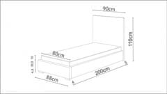 Veneti Jednolůžková postel 80x200 FLEK 2 - hnědá