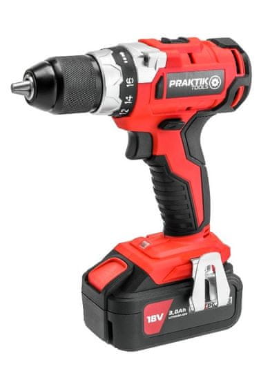 PRAKTIK-TOOLS AKU Vrtačka 18V bezuhlíková +nabíječka a 2 baterie 3Ah Q-LINE FLEXPOWER PT-PTQ019