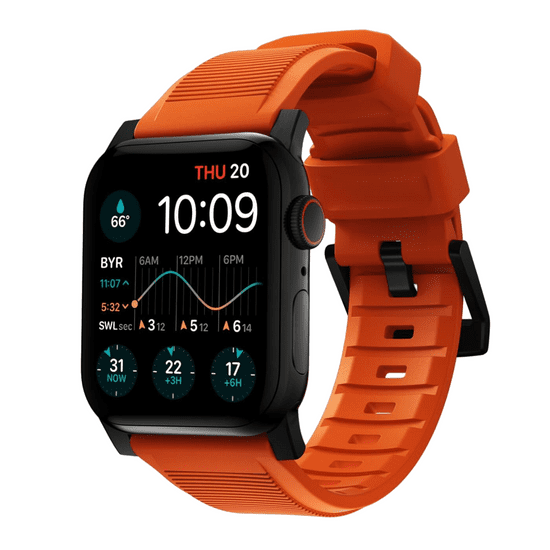 Nomad Rugged Band - Odolný řemínek pro Apple Watch 45 / 49 mm, oranžový, černý