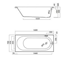 CERSANIT Obdélníková vana octavia 160x70 (S301-252)