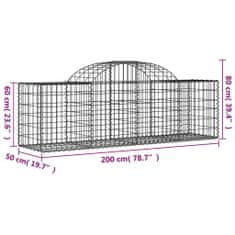 Vidaxl Klenuté gabionové koše 3 ks 200x50x60/80 cm pozinkované železo