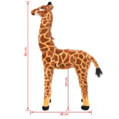 Vidaxl Stojící plyšová hračka žirafa hnědá a žlutá XXL