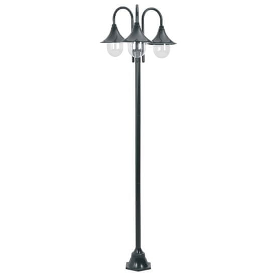 Vidaxl Zahradní sloupová lampa 3 ramena E27 220 cm hliník tmavě zelená