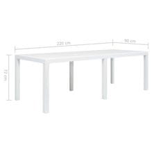 Vidaxl Zahradní stůl bílý 220 x 90 x 72 cm plast ratanový vzhled