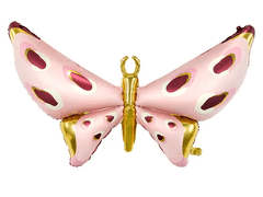 PartyDeco Fóliový balónek supershape Motýl růžovo-zlatý 120x87cm