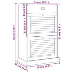 Vidaxl Botník VIGO 60 x 35 x 96 cm masivní borové dřevo